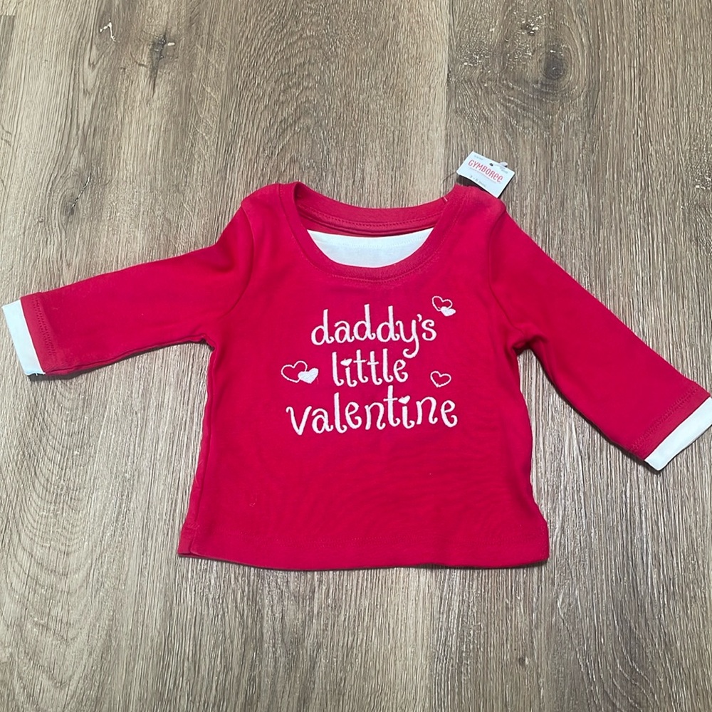 NWT, Gymboree, Daddy’s Little Valentine Long Sleeve Shirt, Size 3-6 months